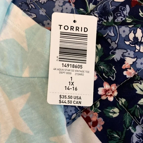 Torrid Light Blue Star Print Short Sleeve Tee - Picture 4 of 7